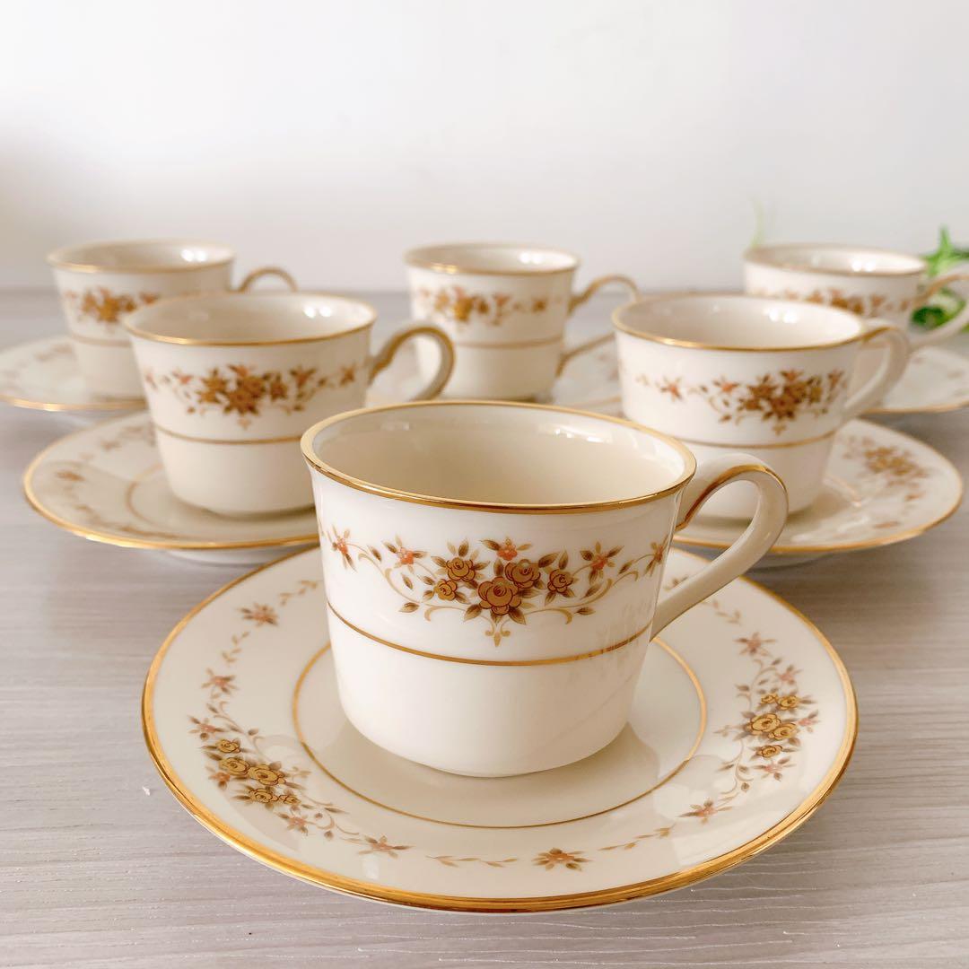 廃盤】 ノリタケ アイボリーチャイナ デミタス カップ＆ソーサー 6客