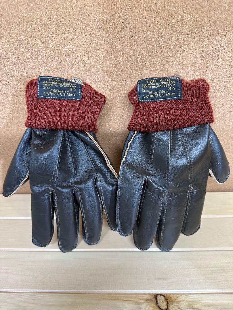 TYPE A-10 手袋 8 1/2 ダークブラウン 赤リブ - メルカリ