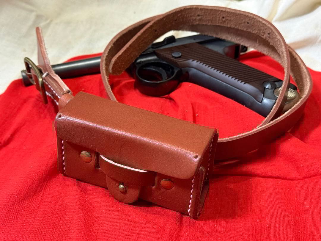 日本軍 南部14年式拳銃予備弾薬盒＆ベルト、予備弾入(複製品) 憲兵隊
