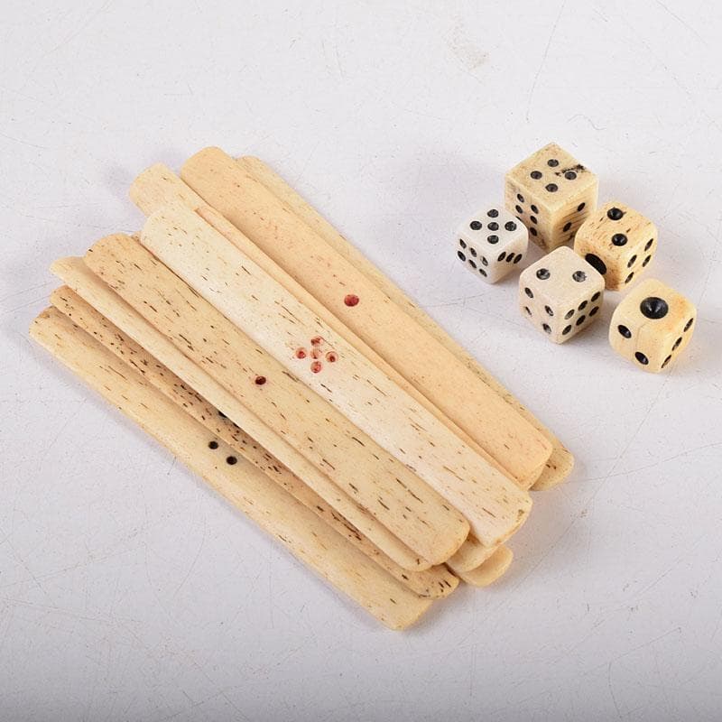 中国　竹嵌　骨牌　背竹牌　麻雀牌　木箱付　V　8014