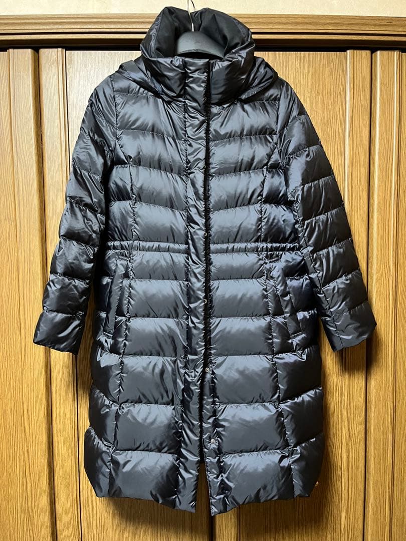 23区 フード付きロングダウンジャケット 44 ネイビー CAPE HORN: CANDELARIA ロング ダウン コート 23AW （ダウンジャケット