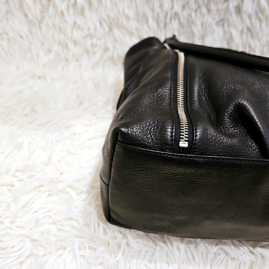 美品 ディケイド レザー ダブルジップ トートバッグ 黒 シボ革 A4 拡張