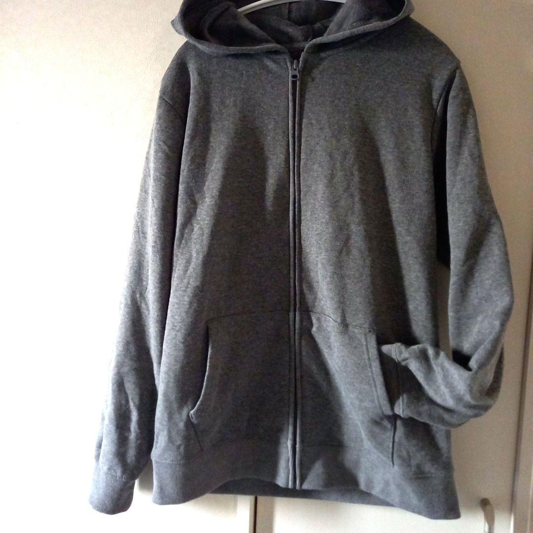 LL グレー フルジップ パーカー フード付き 起毛 - メルカリ