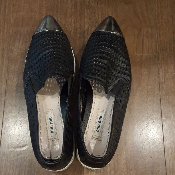 MIUMIU  厚底ラバーソール レザーメッシュ 38.5cm