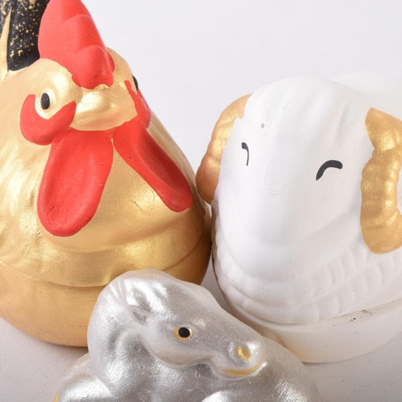 茶道具 楽山作 立雛他 干支 水鳥など 色絵香合 6点まとめて N