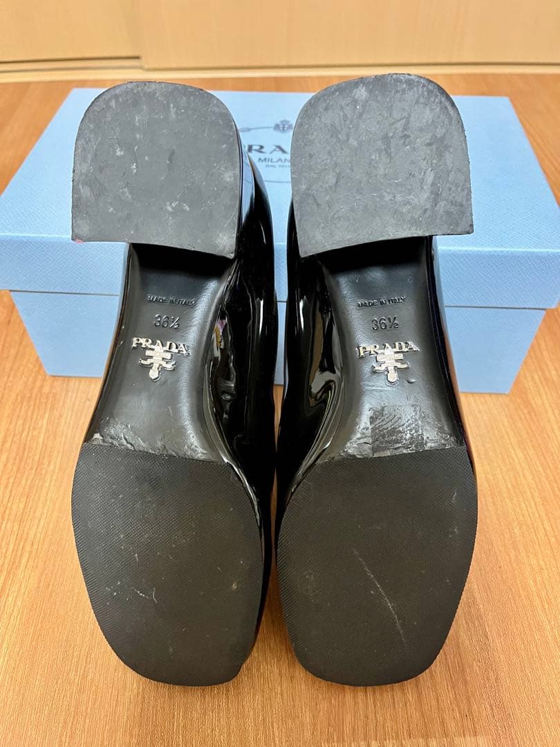 プラダ メリージェーン パンプス チャンキーヒール 36.5 黒 ブラック