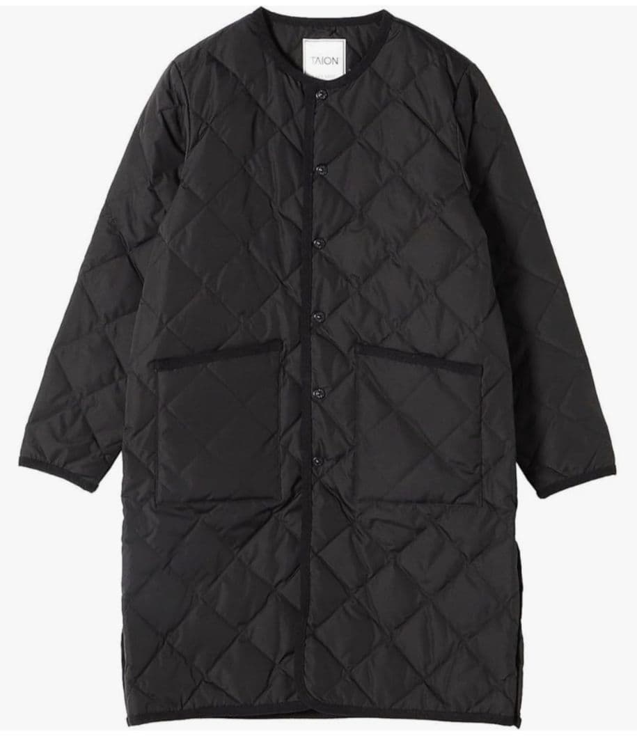 SHIPS any別注TAION: パイピング ノーカラー キルティング コート