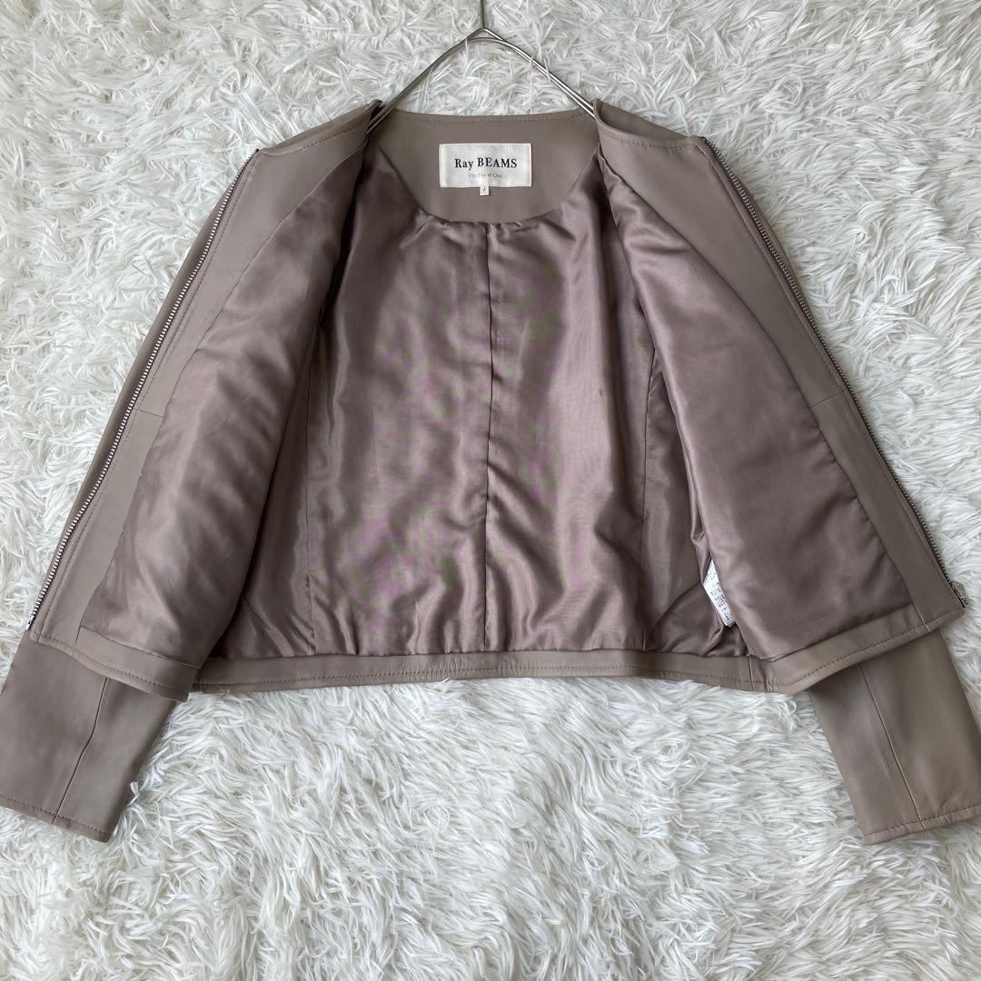 極美品】 ビームス ラム 羊革 ノーカラー ライダースジャケット