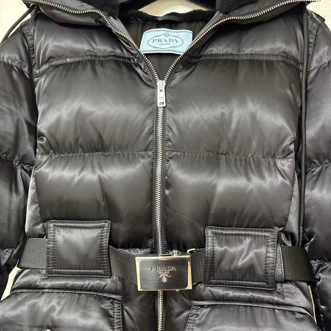 PRADA ベルト付きダウンジャケット 38 ブラック 国内正規品 美品