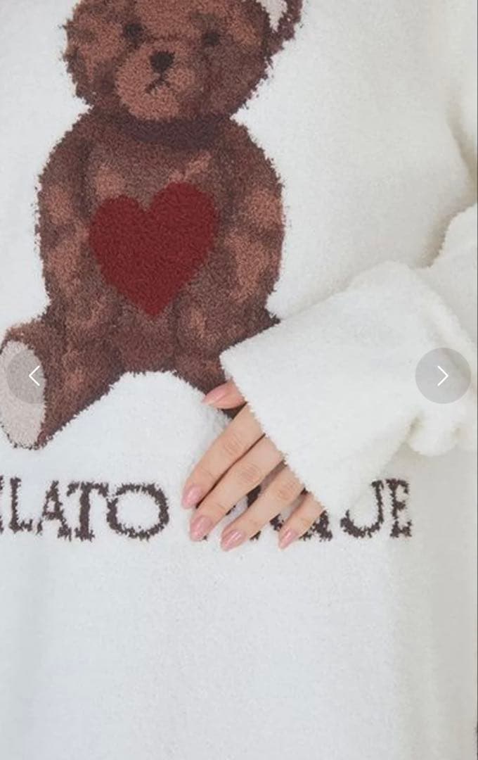 新品タグ付❤︎ジェラートピケベビモコハートベアジャガードプル