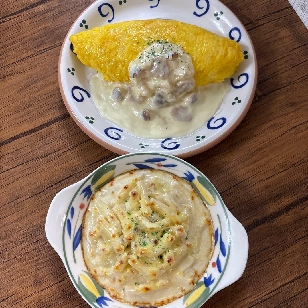 激レア 食品サンプル クリームソースオムライス グラタン 2点セット