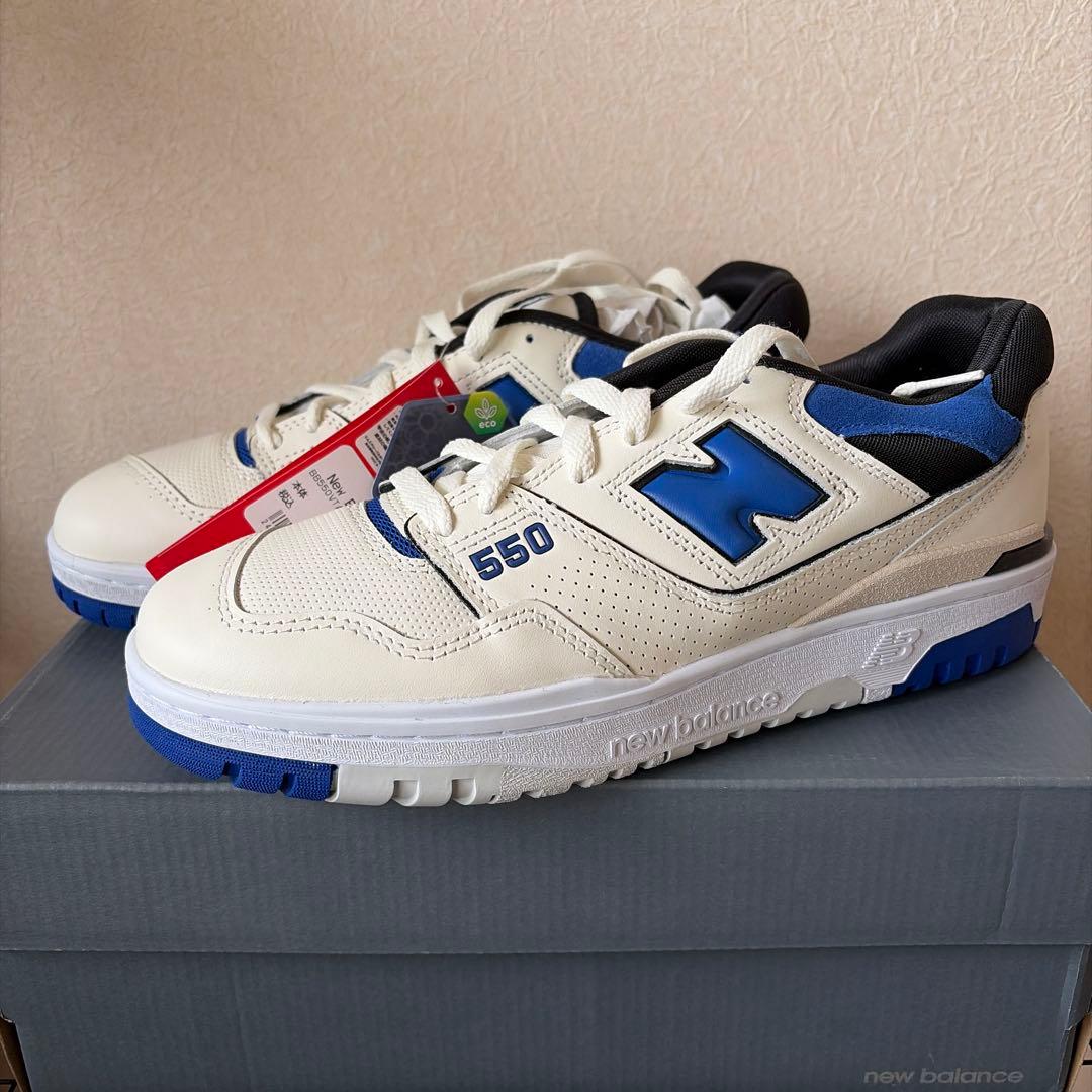 新品未使用タグ付きNew Balance 550 ホワイト/ブルー 27cm - メルカリ