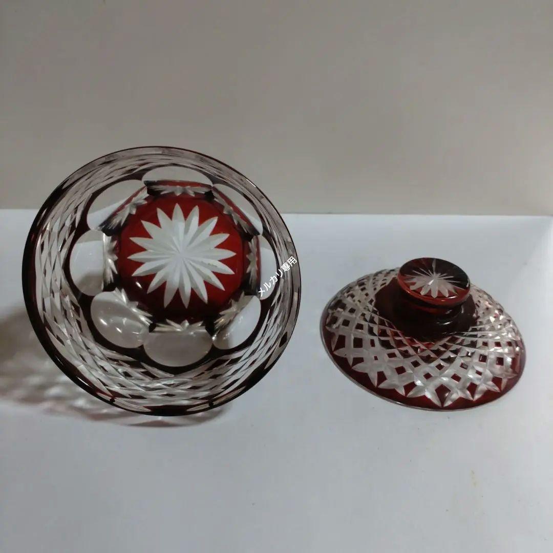 江戸切子 蓋付き小鉢 ボンボニエール 大野和雄作 共箱入