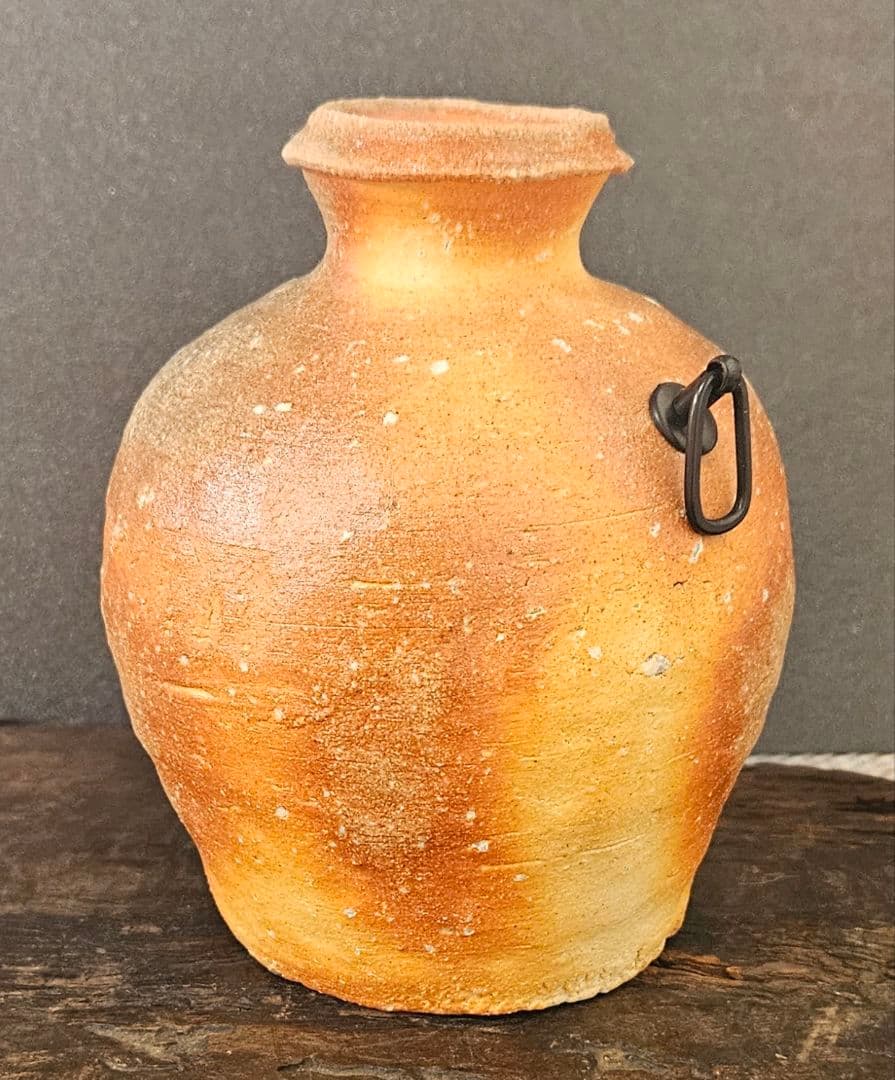 信楽焼 高橋光三 作 五代高橋楽斎 蹲掛花入 茶道具茶器 共箱 14.0cm