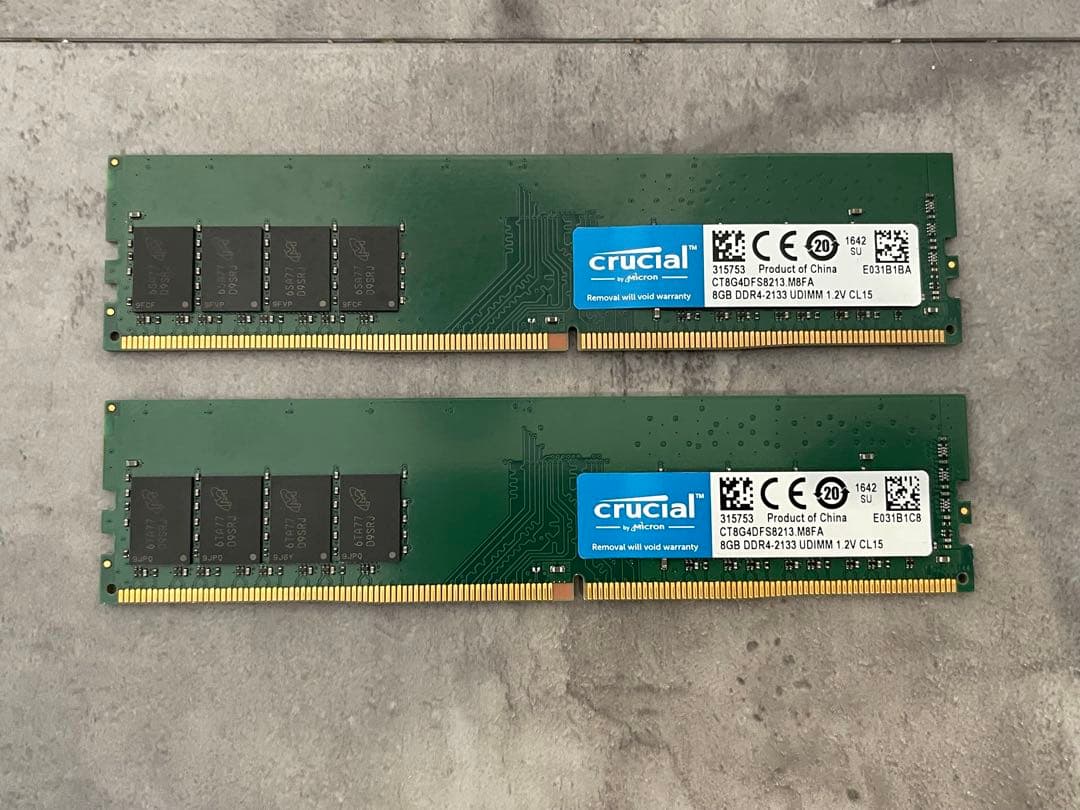 Crucial 16GB(8GB×2) DDR4 メモリー 動作確認済み - メルカリ