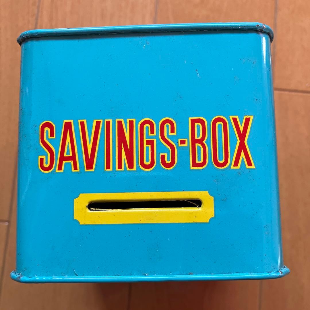 当時物ブリキ貯金箱 ダイヤル式 青
