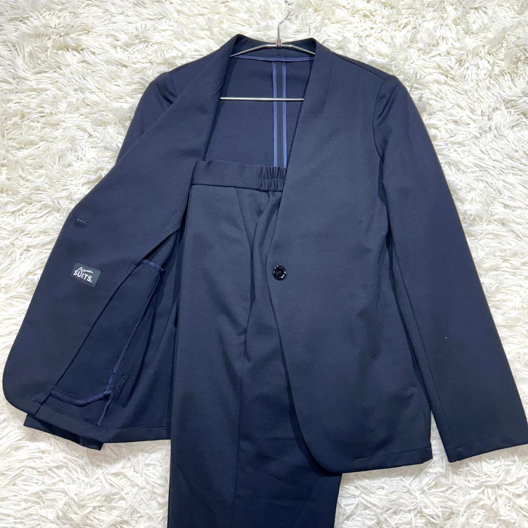 春夏【未使用タグ付☆洗える】パジャマスーツ　セットアップ　カラーレス　ネイビーS 1_20240209170456_pm.jpg