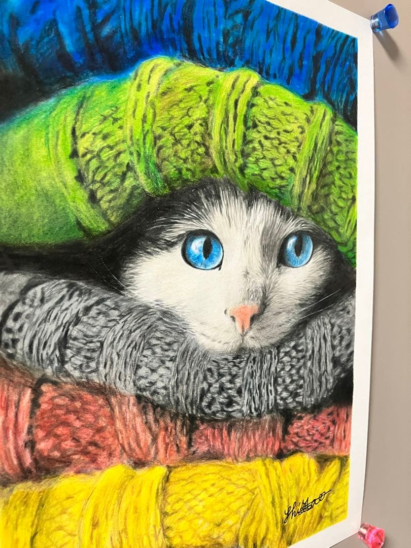 もふもふ特等席 色鉛筆画