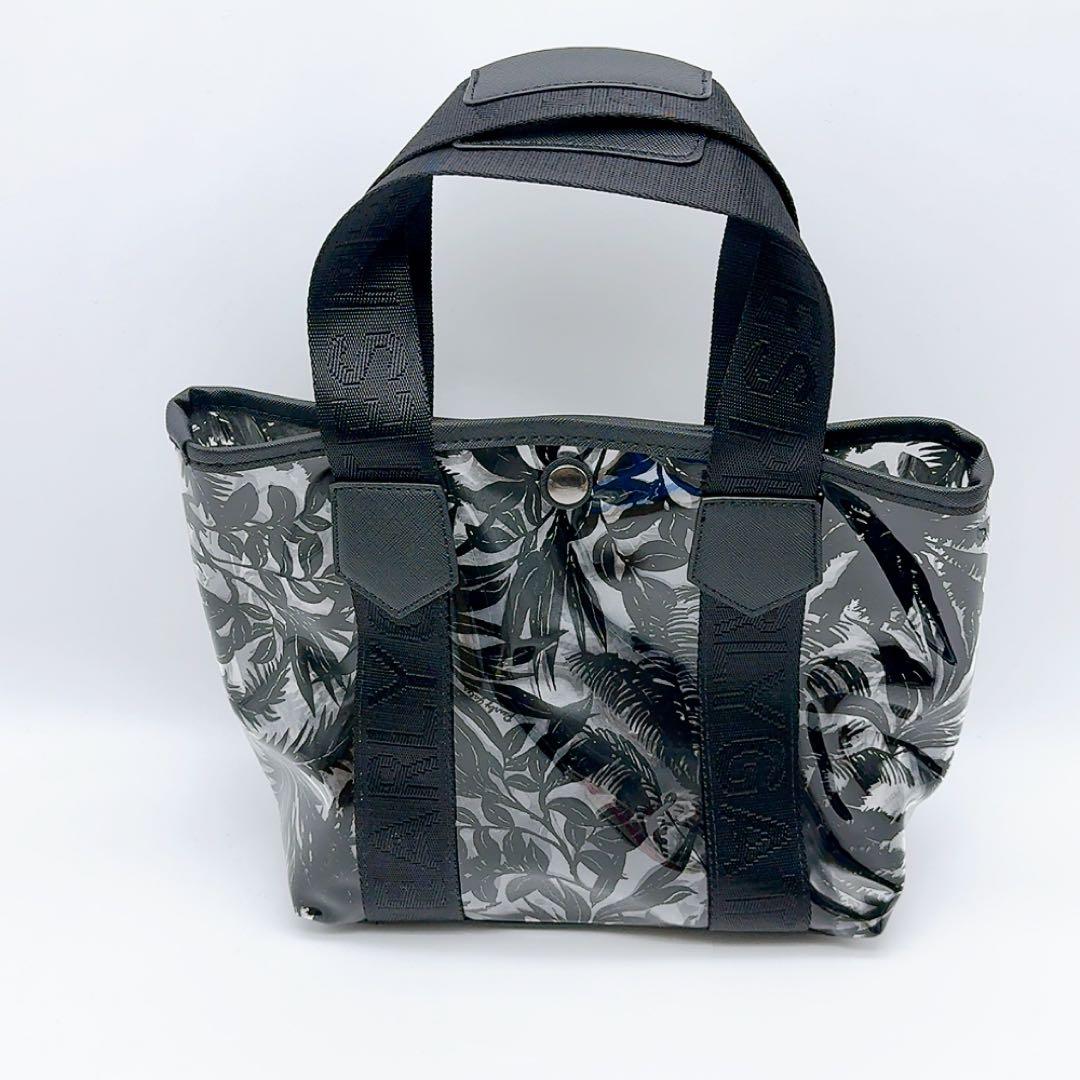 パーリーゲイツ ラウンドバッグ トート 黒 ボタニカル 総柄 新品クリア