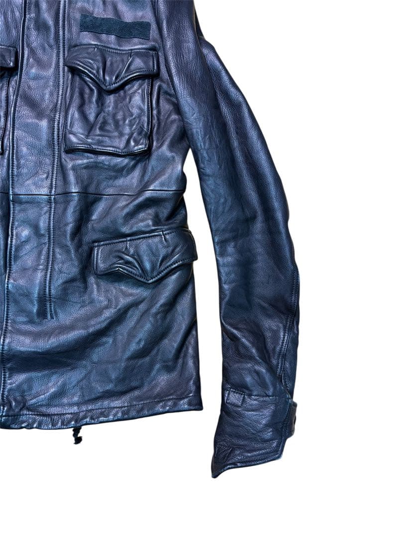 AZ ジュンハシモト M65 レザージャケット 牛革 シワ加工 ブラック M