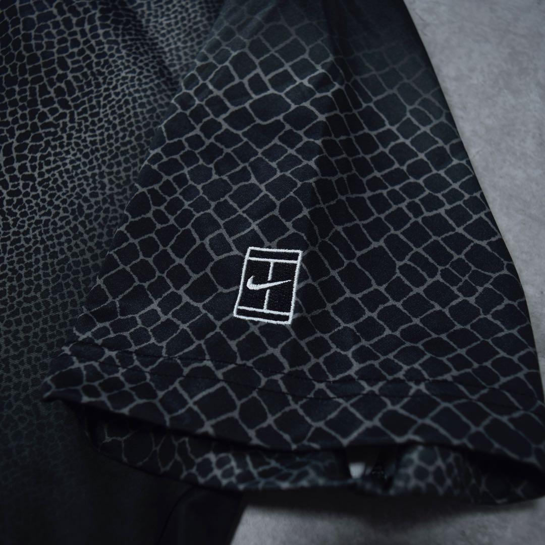 NIKE テニス 半袖ポロシャツ クロコ柄 ハーフジップ フェデラー着用 黒