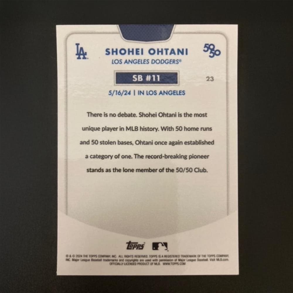 TOPPS社大谷翔平選手50/50 シリアルナンバーが入った11盗塁カード