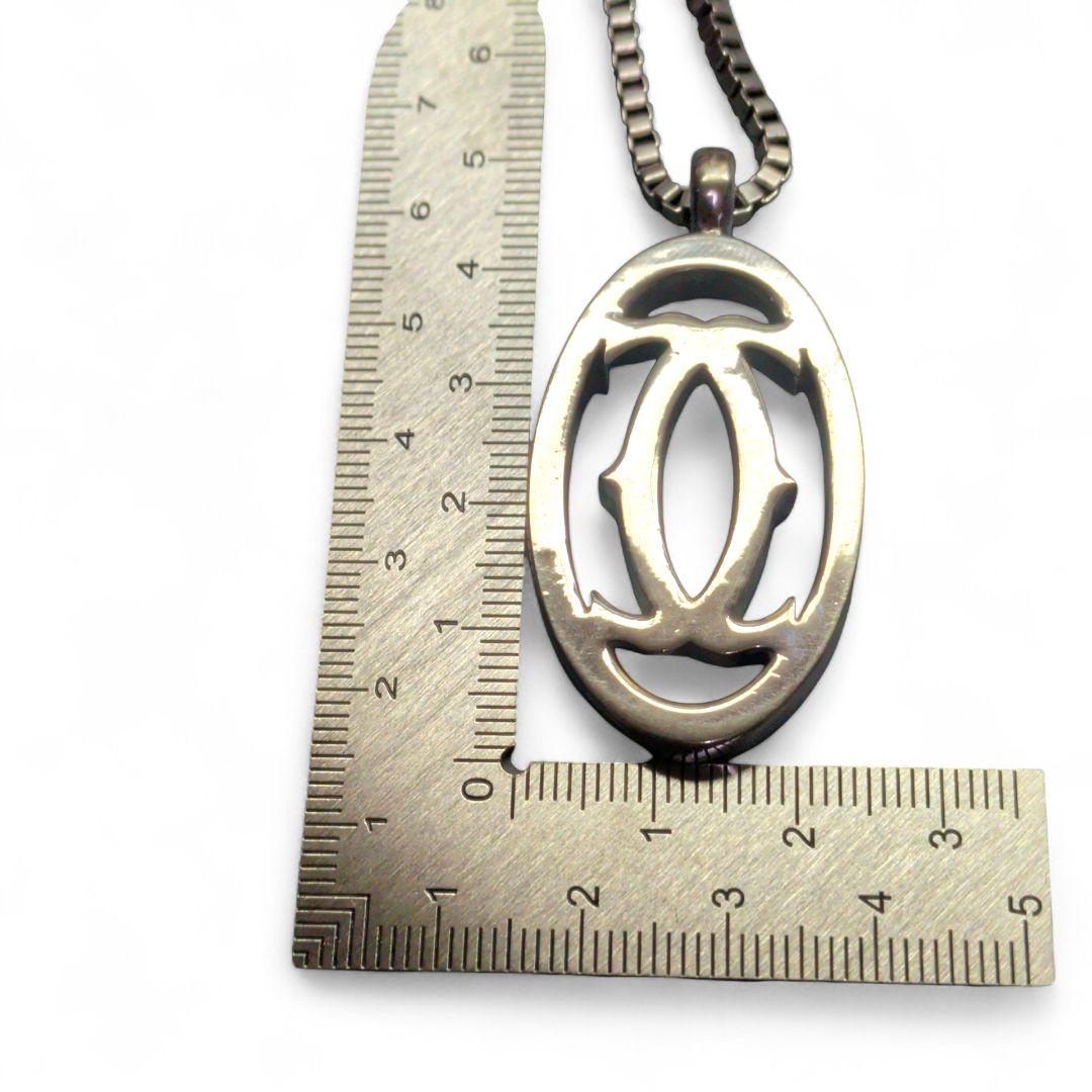 美品】カルティエ 2Cロゴ チャーム ペンダントトップ マストライン 銀