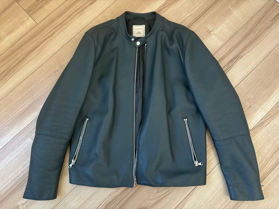 TOMORROWLAND DENIM ブラックレザージャケット　L 別注】DENIM×TOMORROWLAND ラムレザーダブル