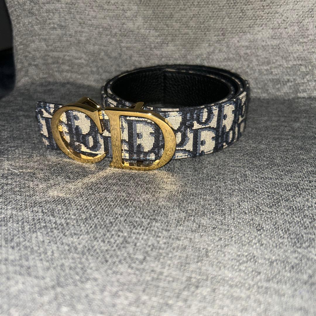 Dior ロゴ入り ベルト ブラック/ホワイト - メルカリ