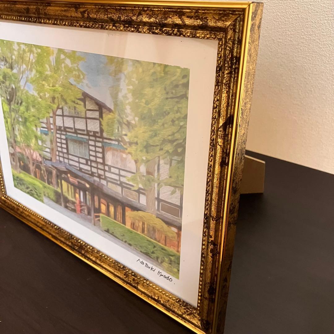 ジブリアート⑦ 風立ちぬより「万平ホテル」額装品　額縁寸法32.7㎝×24.0㎝