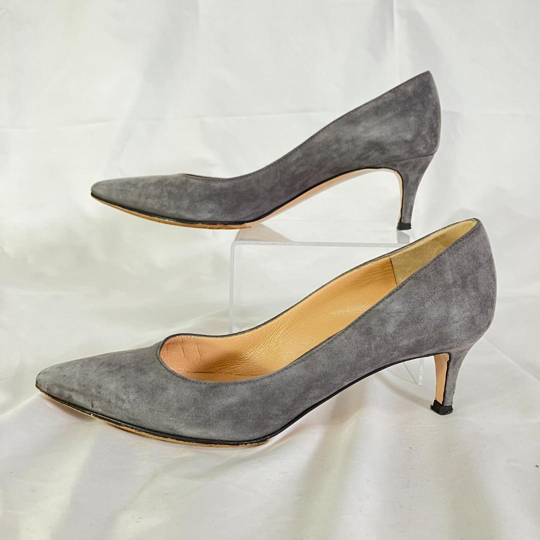 ジャンヴィトロッシ スエード ポインテッドトゥ パンプス グレー　22.5cm