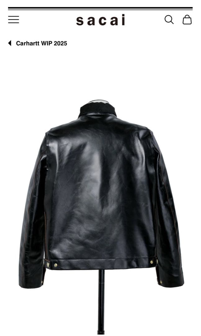 sacai carhartt wip レザー ジャケット 黒 サイズ1 - メルカリ