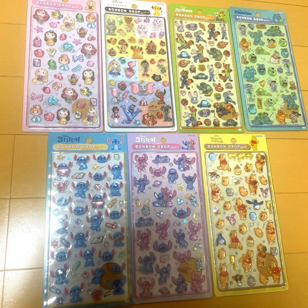 正規品　ディズニー　ボンボンドロップシール　7枚セット 値下げ【正規品】ボンボンドロップシール ディズニー 7枚 7種 セット