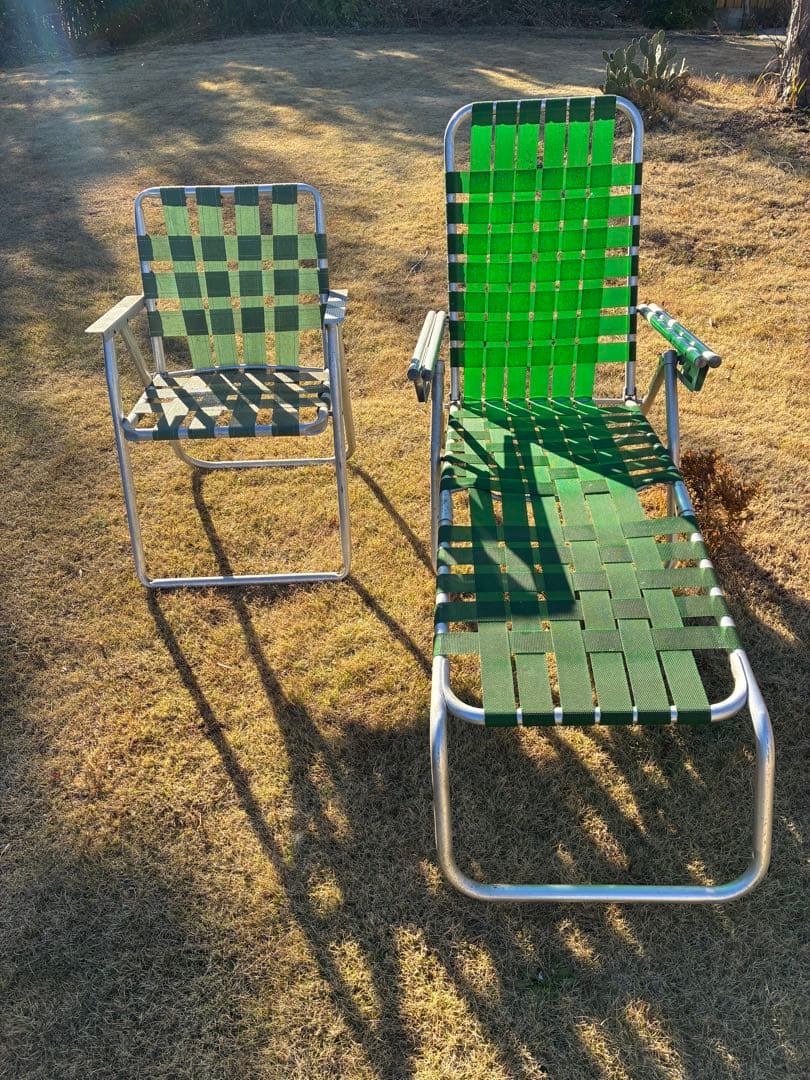 ビンテージ　アウトドアチェアー　ガーデンチェアー　2脚セット ぼん家具 ガーデンチェア ガーデンチェアセット 2脚 折りたたみ