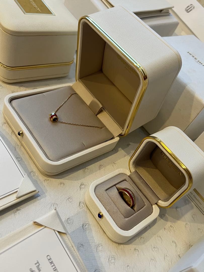 Boucheron☆ブシュロンキャトルホワイトリングハーフメンズ19号K18PG