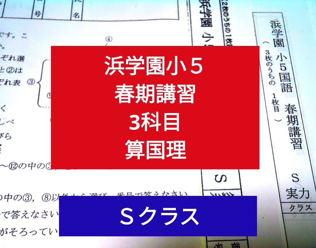 浜学園 小5 春期講習 3科目 Sクラス 実力テスト 復習テスト - メルカリ