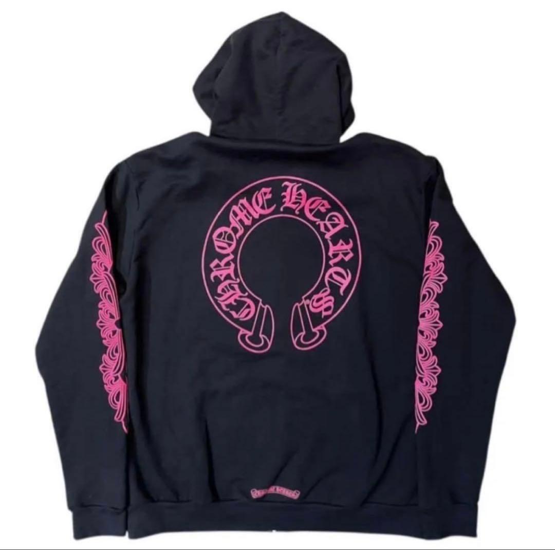 クロムハーツ ジップアップ パーカー ピンク フローラル ホースシュー