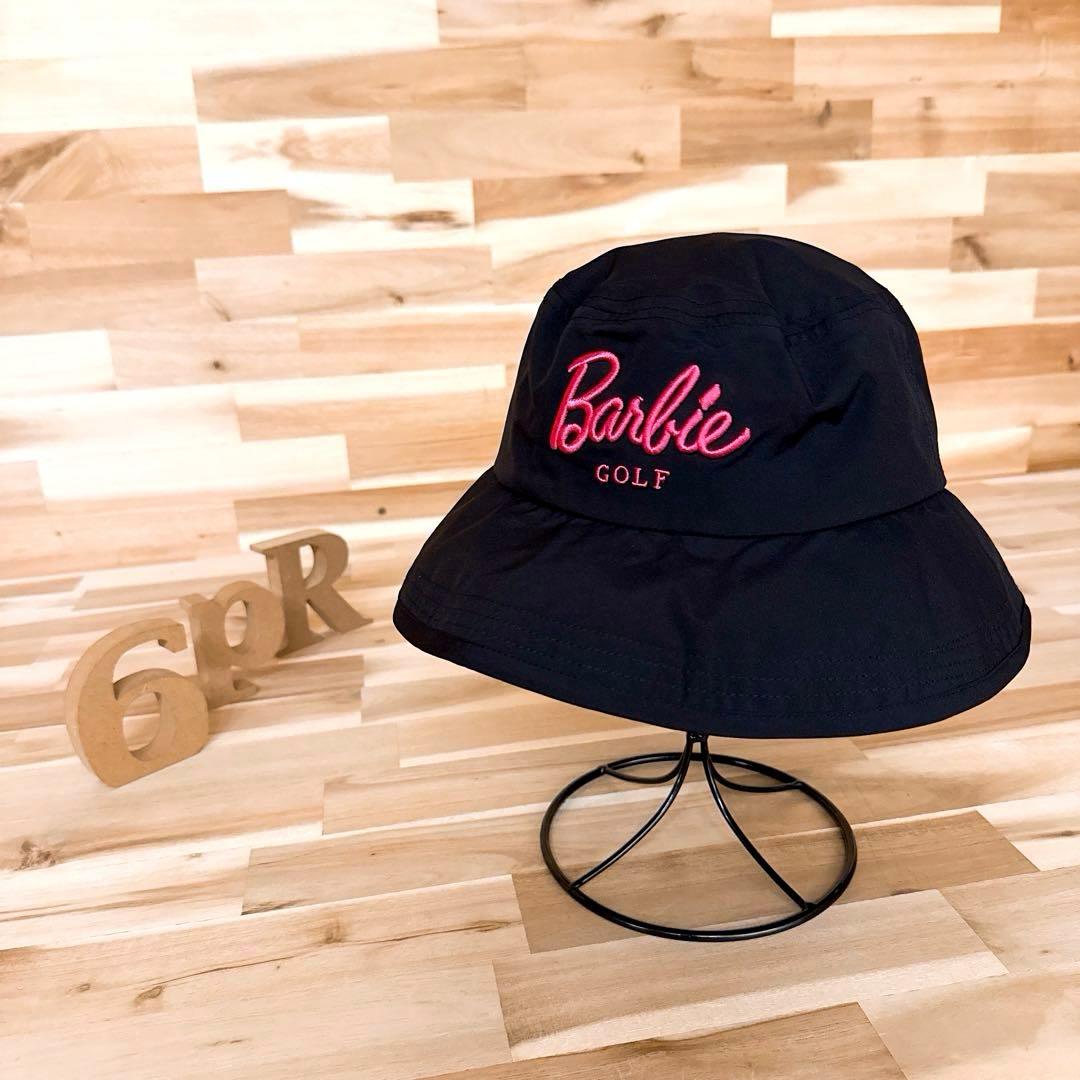 美品【パーリーゲイツ×バービー】限定コラボ 刺繍 ゴルフ ハット S 黒×ピンク PEARLY GATES（パーリーゲイツ） 【新品】パーリーゲイツ 耳当て付