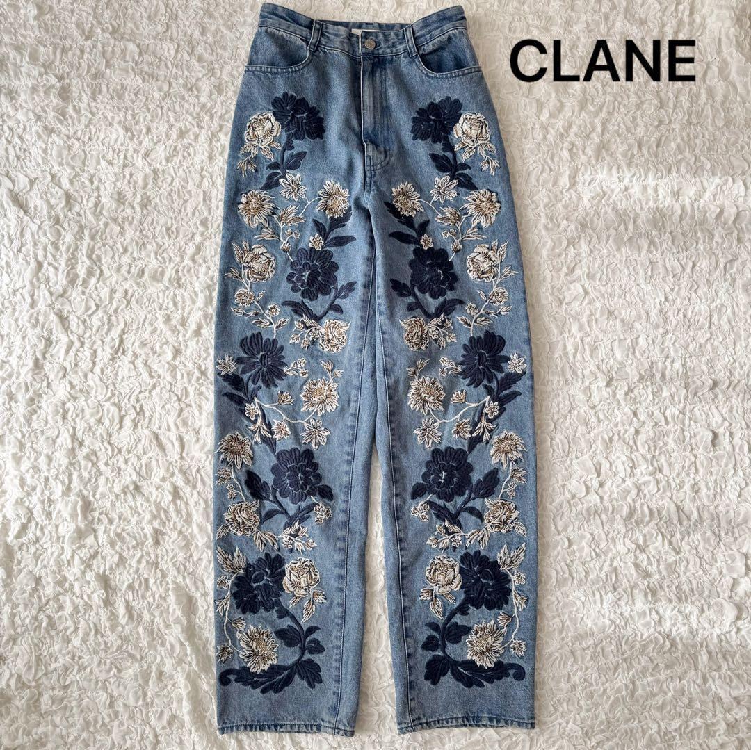 CLANE クラネ フラワーエンブロイダリーパンツ デニム 刺繍 総柄