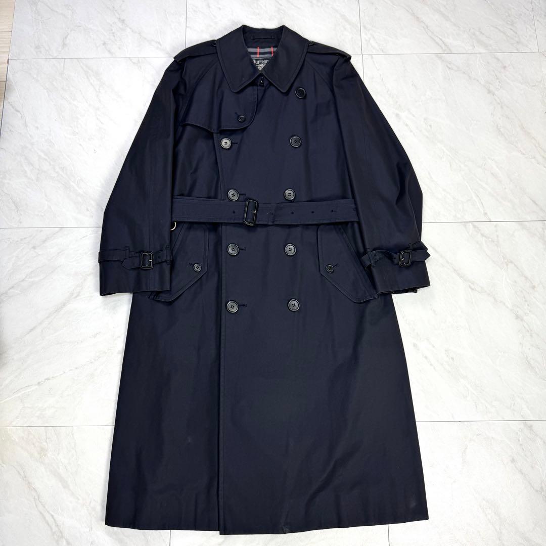 バーバリー トレンチコート ダブル ベルト ネイビー ノバチェック 175
