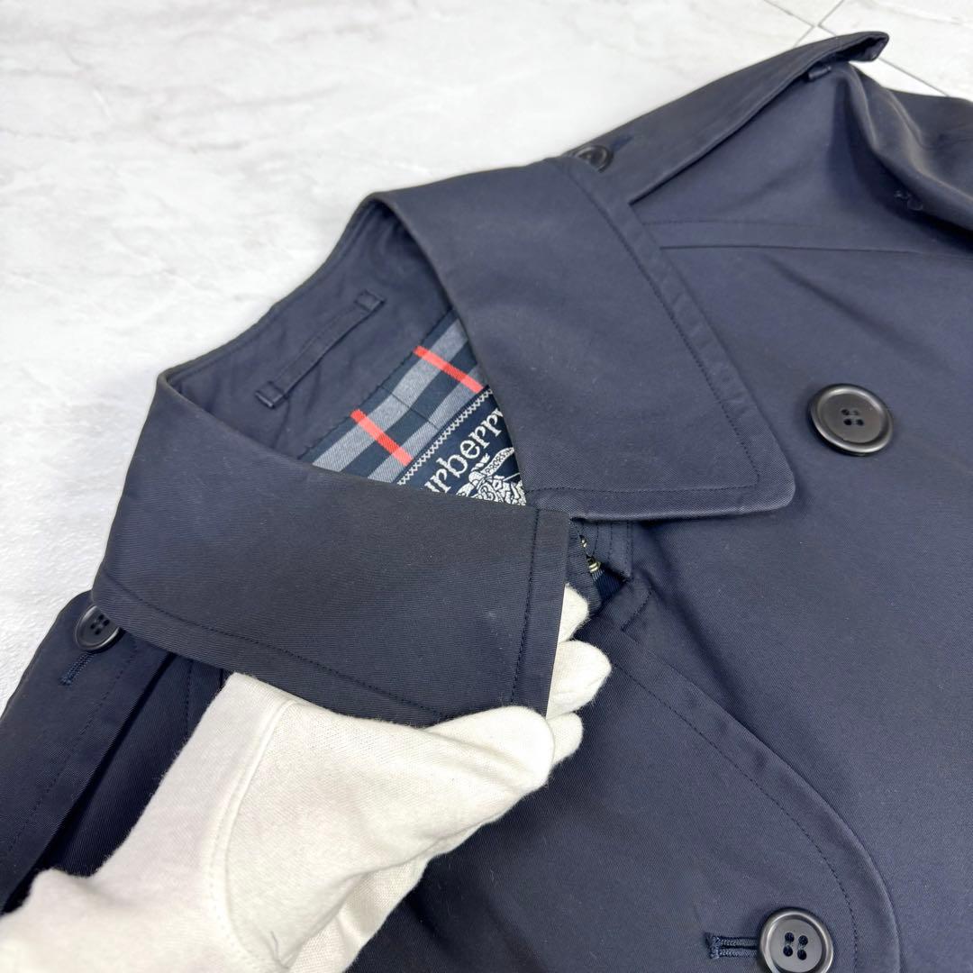 バーバリー トレンチコート ダブル ベルト ネイビー ノバチェック 175