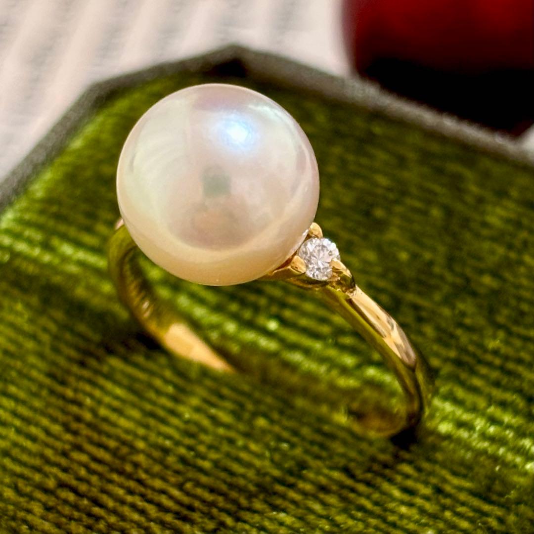 『専用です』オーロラRosé アコヤ真珠 9.6mm リング 真科研 K18