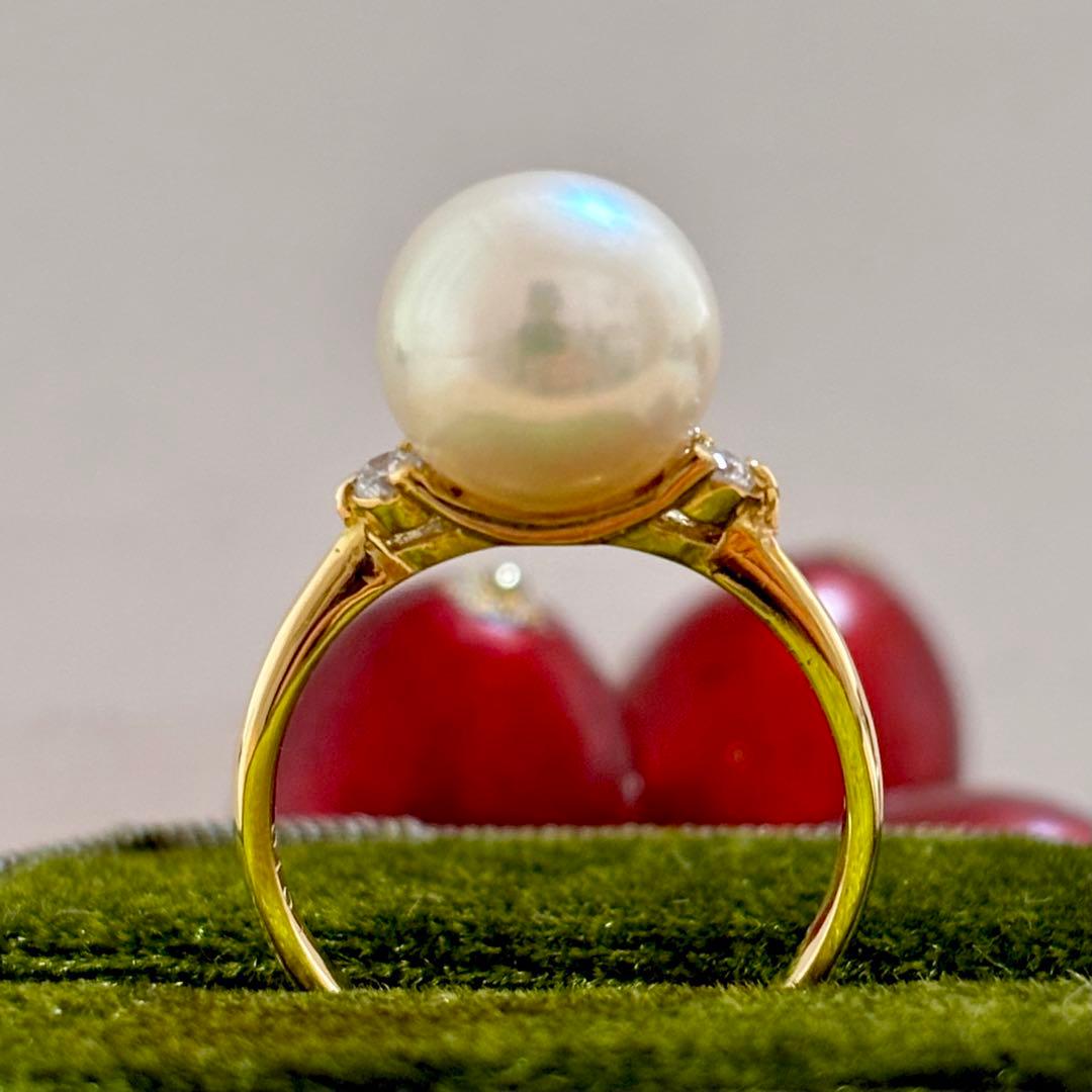 『専用です』オーロラRosé アコヤ真珠 9.6mm リング 真科研 K18