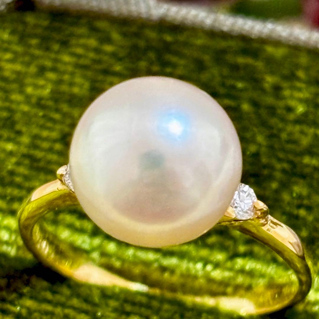 『専用です』オーロラRosé アコヤ真珠 9.6mm リング 真科研 K18