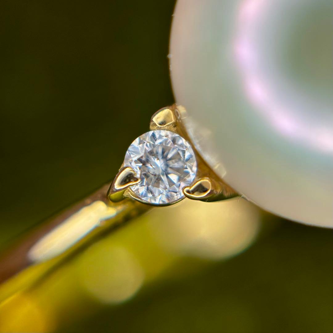 『専用です』オーロラRosé アコヤ真珠 9.6mm リング 真科研 K18