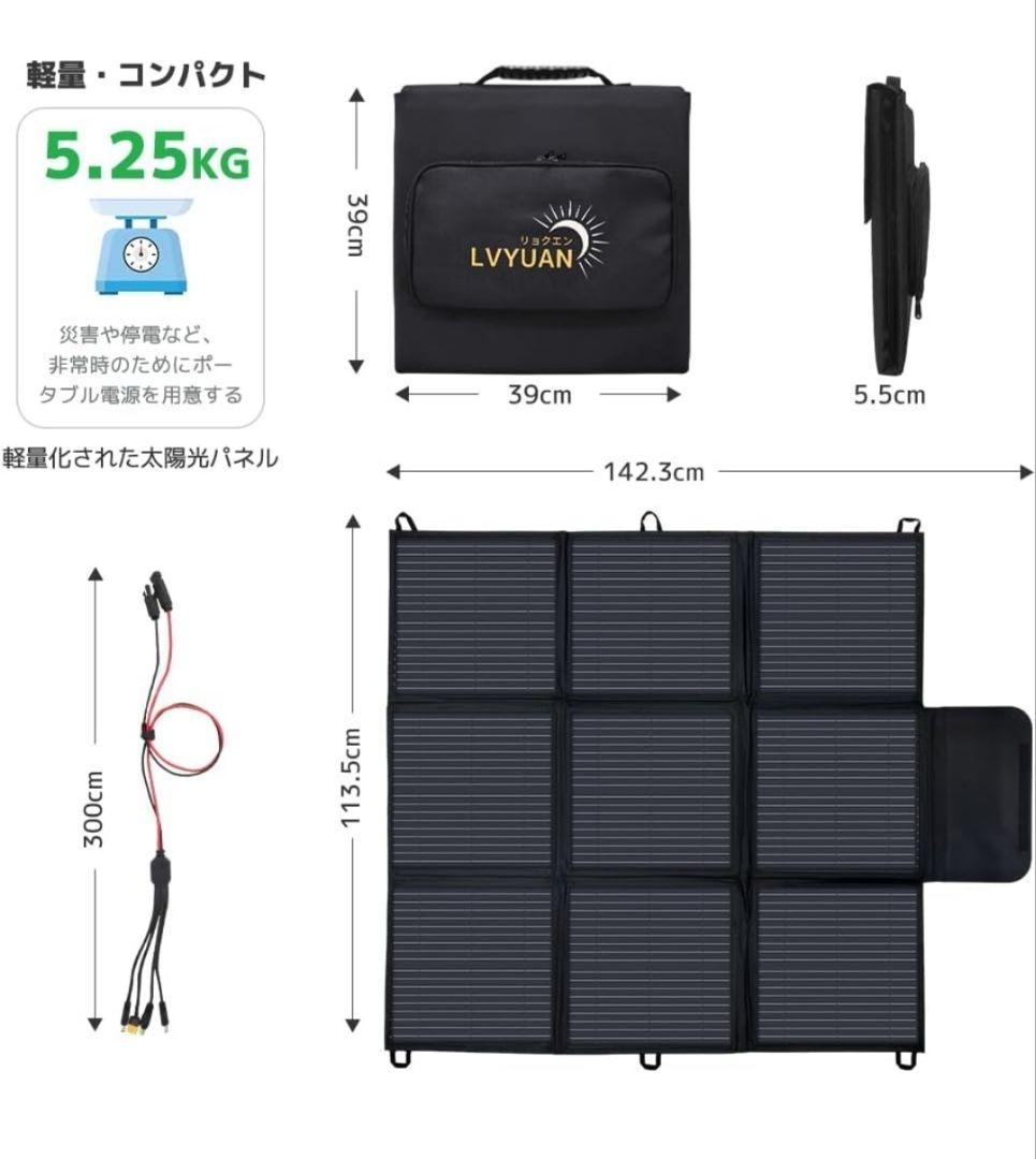 LVYUAN リョクエン ポータブルソーラーパネル 200w 5.25kg
