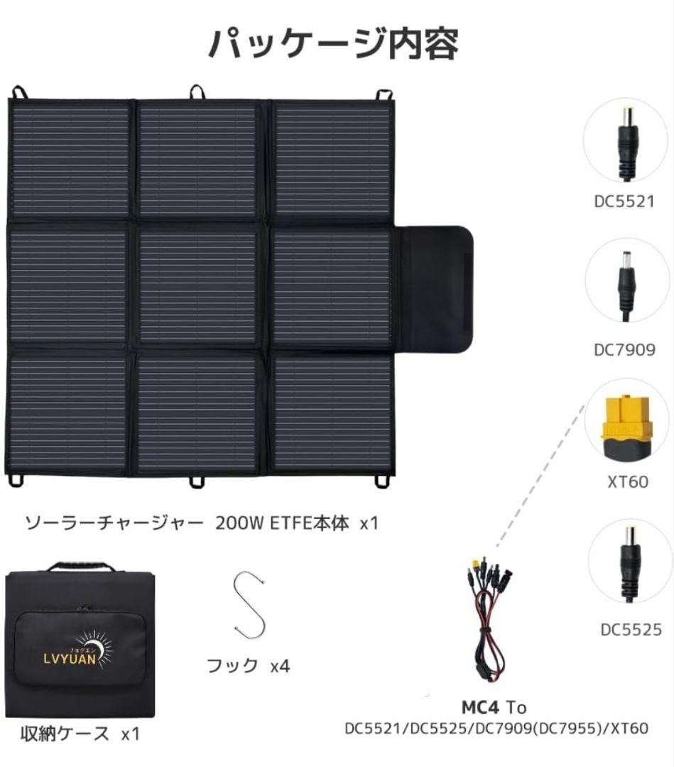 LVYUAN リョクエン ポータブルソーラーパネル 200w 5.25kg