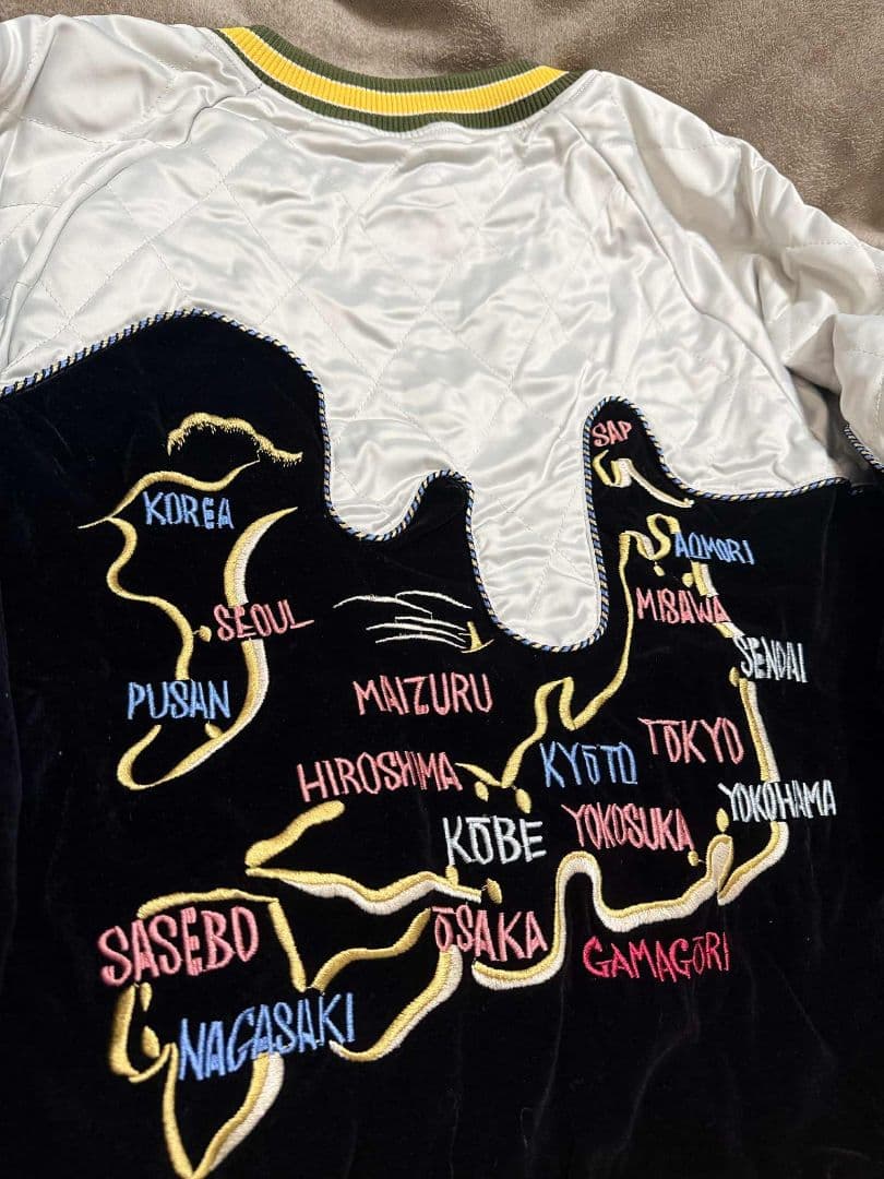 別珍 未使用 日本地図 鶴 スカジャン unisex 美品 サテン - メルカリ