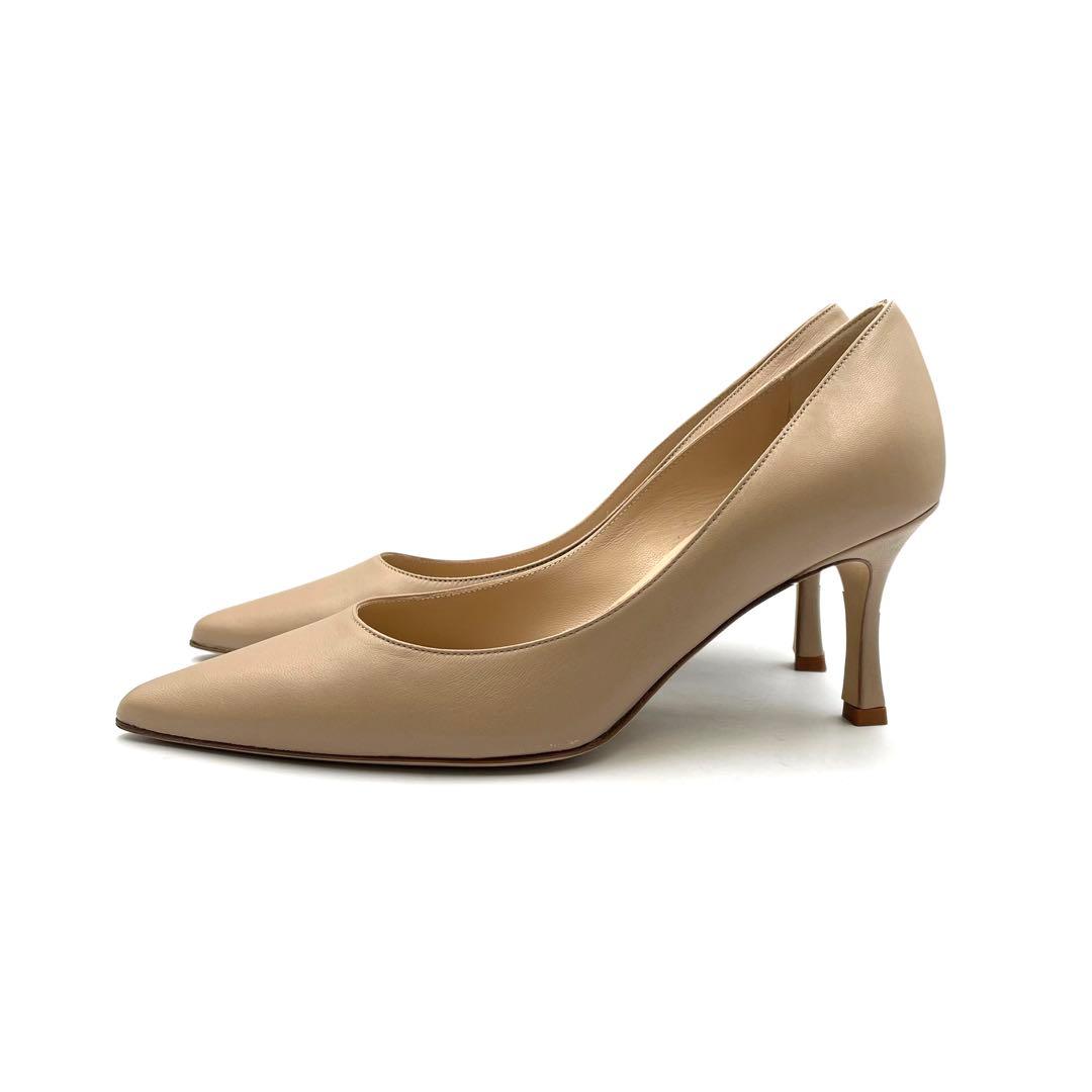 《未使用品》 マノロブラニク パンプス 本革 レザー ベージュ系 36 付属あり