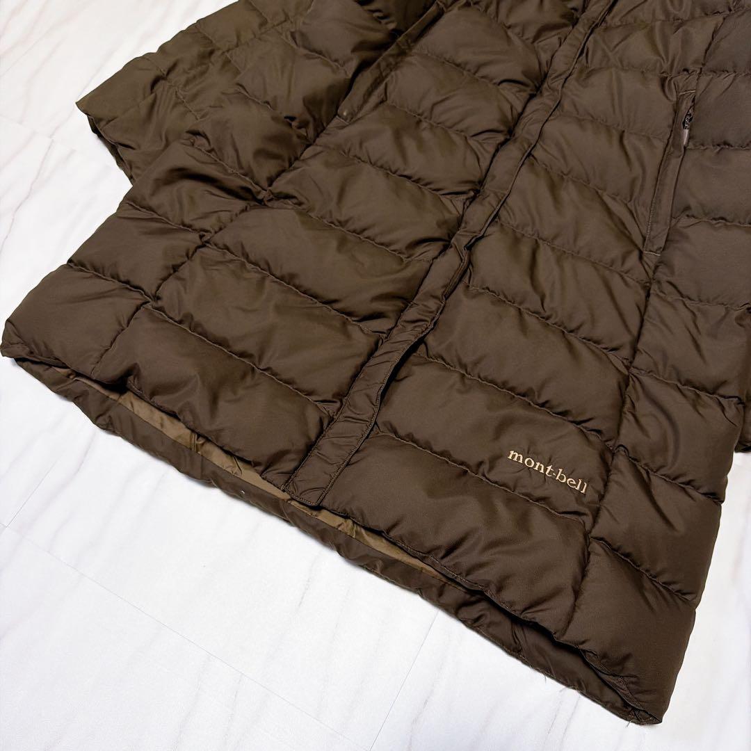 《美品》モンベル トラベルダウンロングコート ブラウン 2way Sサイズ
